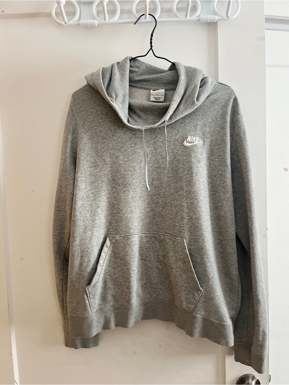 Nike Grey Pullover Hoodie with White Swoosh